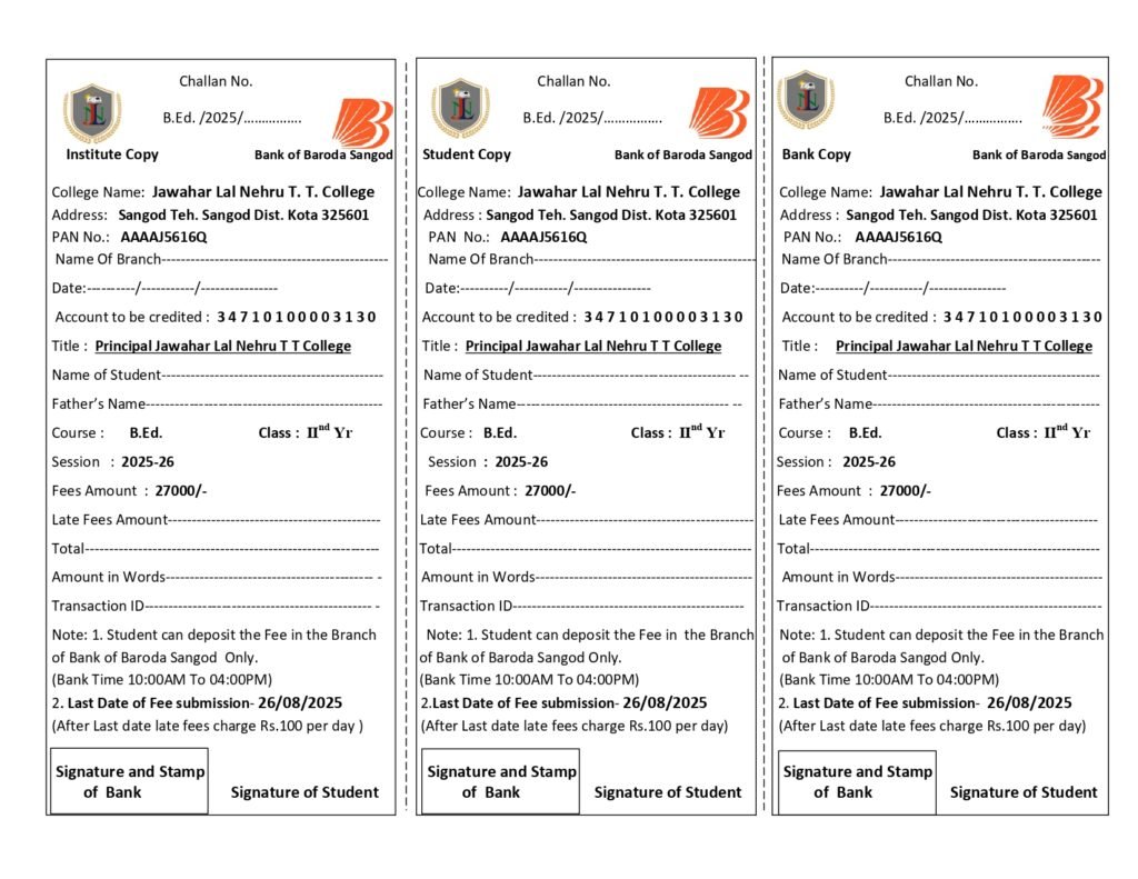 fee challan b.ed. course page 0002