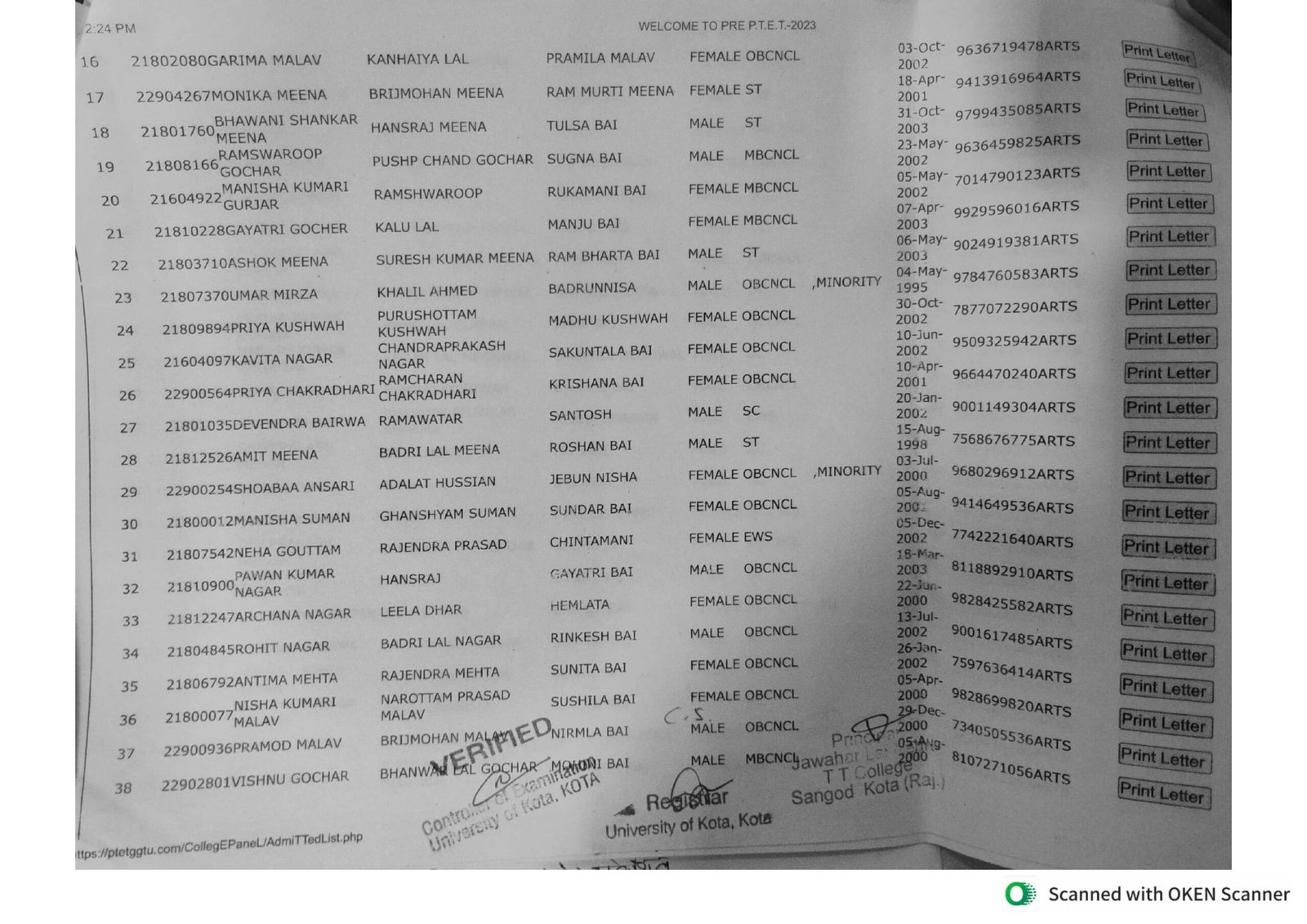 student list t.t. college page 2