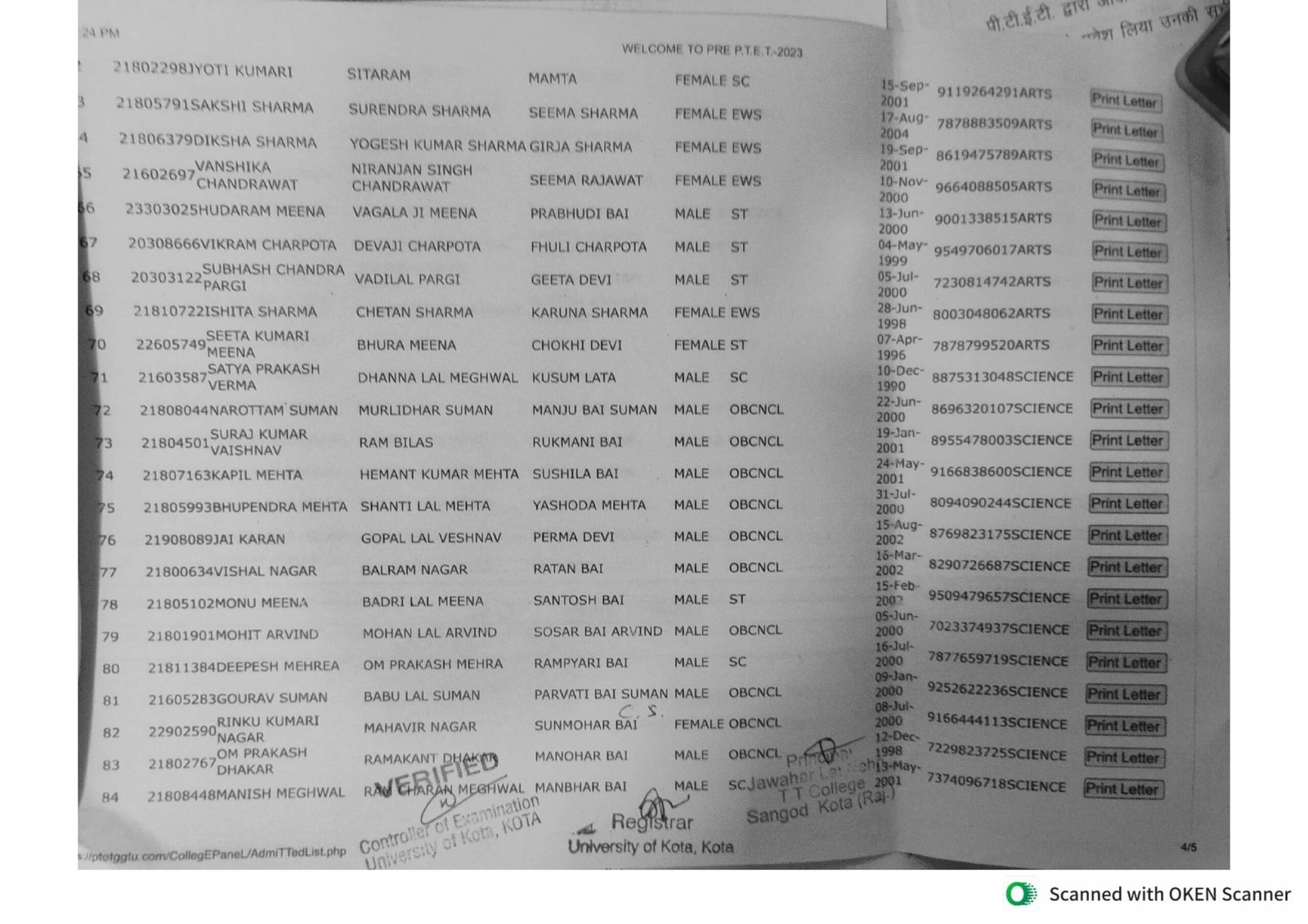 student list t.t. college page 4