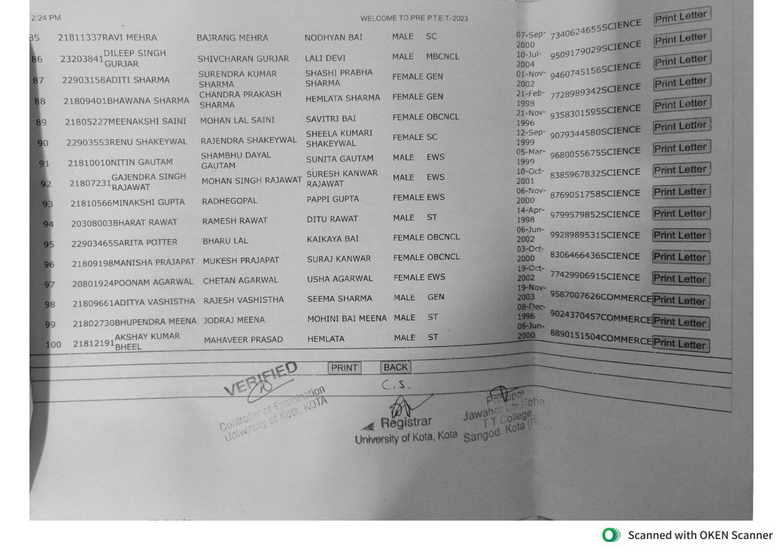 student list t.t. college page 5